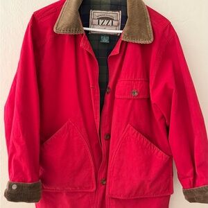 Men or Women Red Barn Coat SZ S Genuine Rugged Izzi Green Flannel Lining Pockets